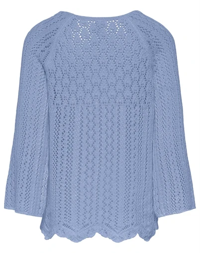 Only - ONLNola Loose O-Neck Strik - Light Blue